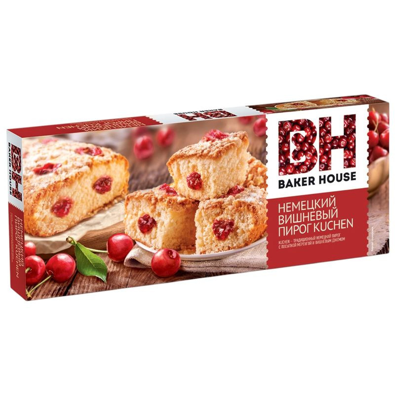 Изображение товара Пирог Baker House Kuchen вишнёвый бисквитный 350г