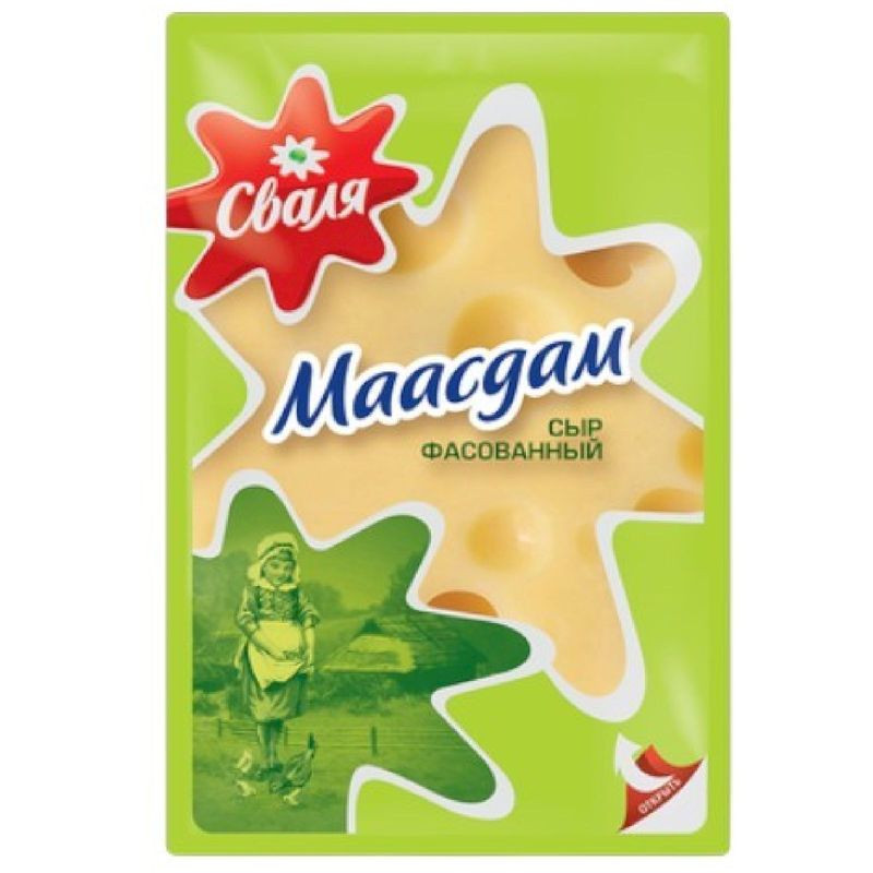 Изображение товара Сыр Сваля Маасдам 45% 125г натуральный и вкусный российский сыр