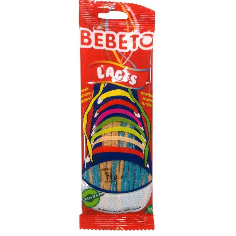 Изображение товара Жевательный мармелад Bebeto Laces со вкусом мандарина и малины 75г