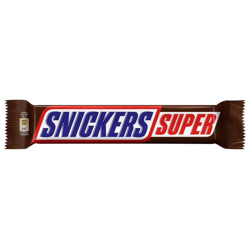 Изображение товара Батончик Snickers Super шоколадный с нугой, карамелью и арахисом 80г