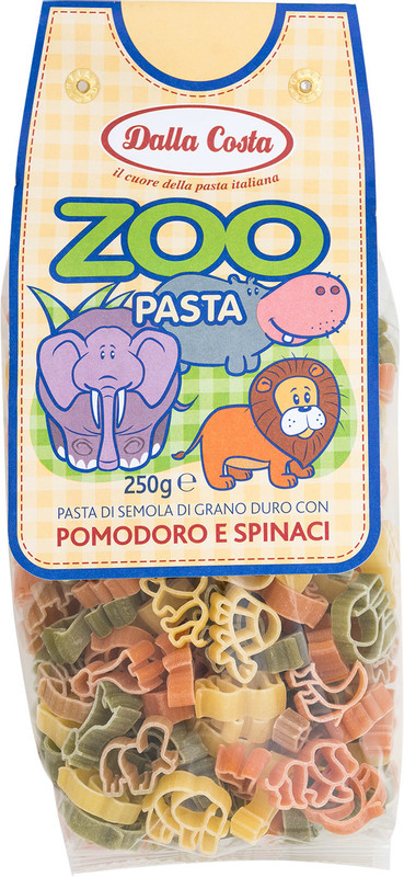 Изображение товара Макароны Dalla Costa Zoo фигурные томаты-шпинат, 250г