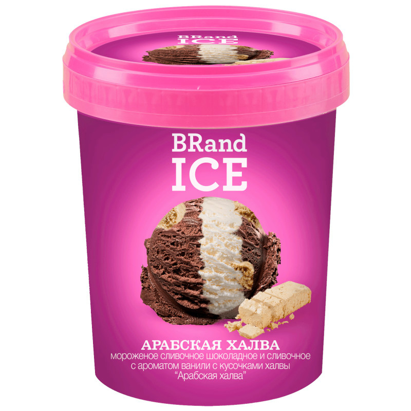Изображение товара Мороженое Brand Ice Арабская халва сливочное с шоколадом и кусочками халвы, 250г