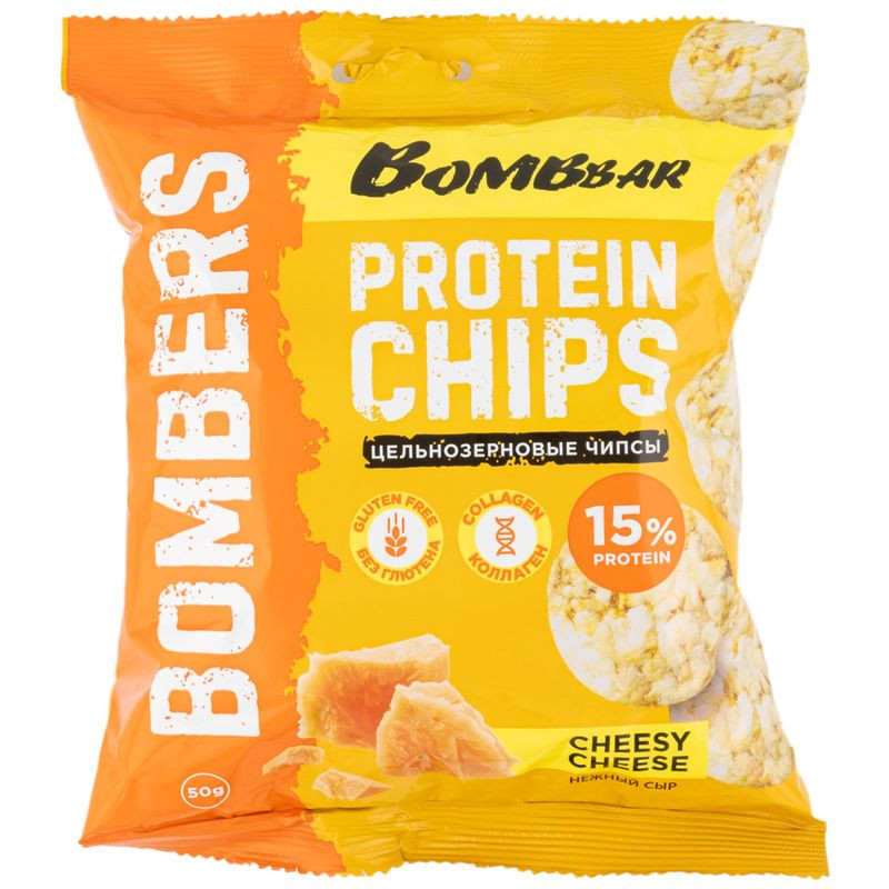 Изображение товара Чипсы Bombbar Нежный сыр, кукурузно-рисовые, 50г - вкусная закуска с высоким содержанием белка