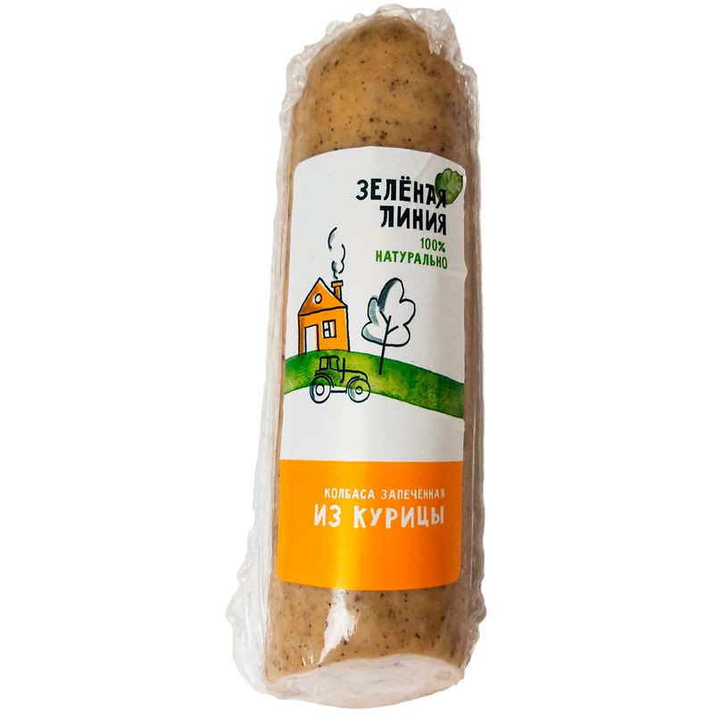 Изображение товара Варёно-копчёная колбаса из курицы Экстра Зелёная Линия 300г