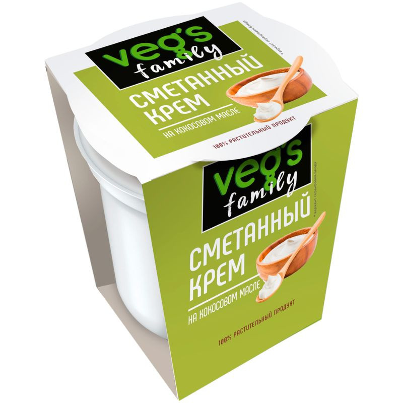 Изображение товара Крем Veg's Family со вкусом сметаны на основе кокосового масла 20% - веганский растительный продукт
