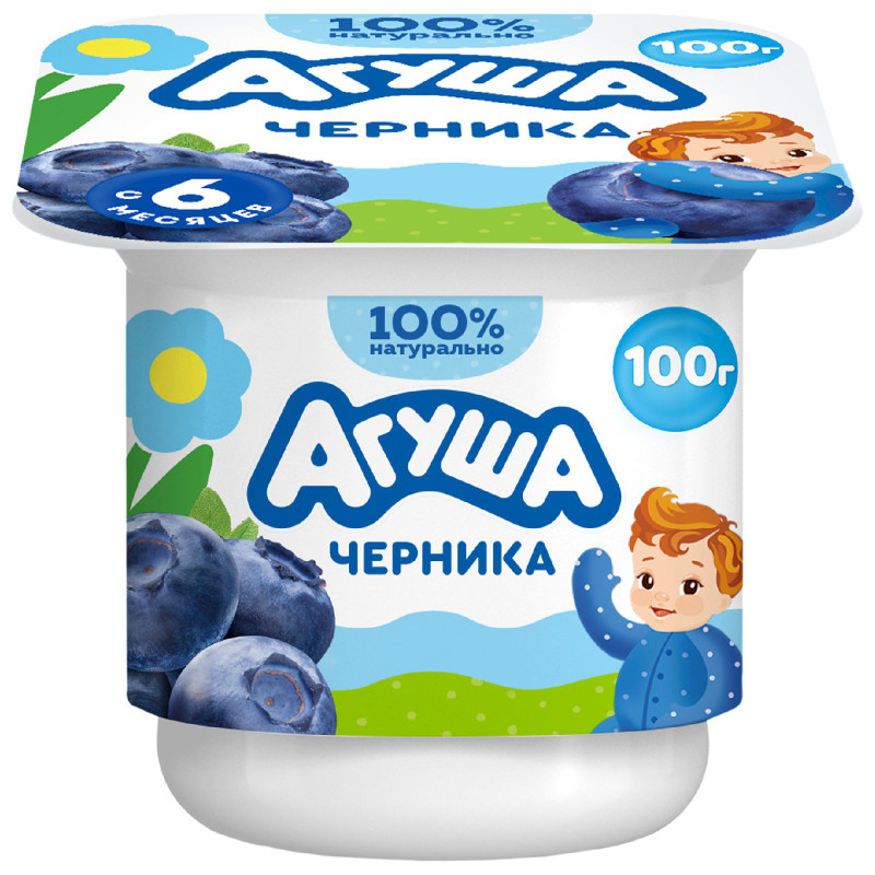 Изображение товара Творог детский фруктовый Агуша Черника 3.9% с 6 месяцев, 100г