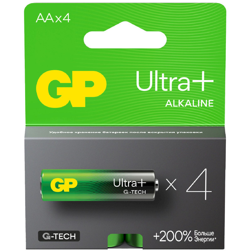 Изображение товара Батарейки GP Ultra Plus Alkaline AA, 4 шт - высокая надежность и продолжительный срок службы