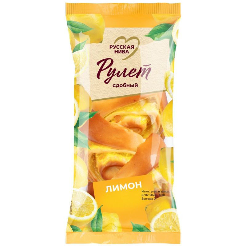 Изображение товара Рулет Русская Нива Лимон 140г - Сладкое Лакомство с Цитрусовым Вкусом