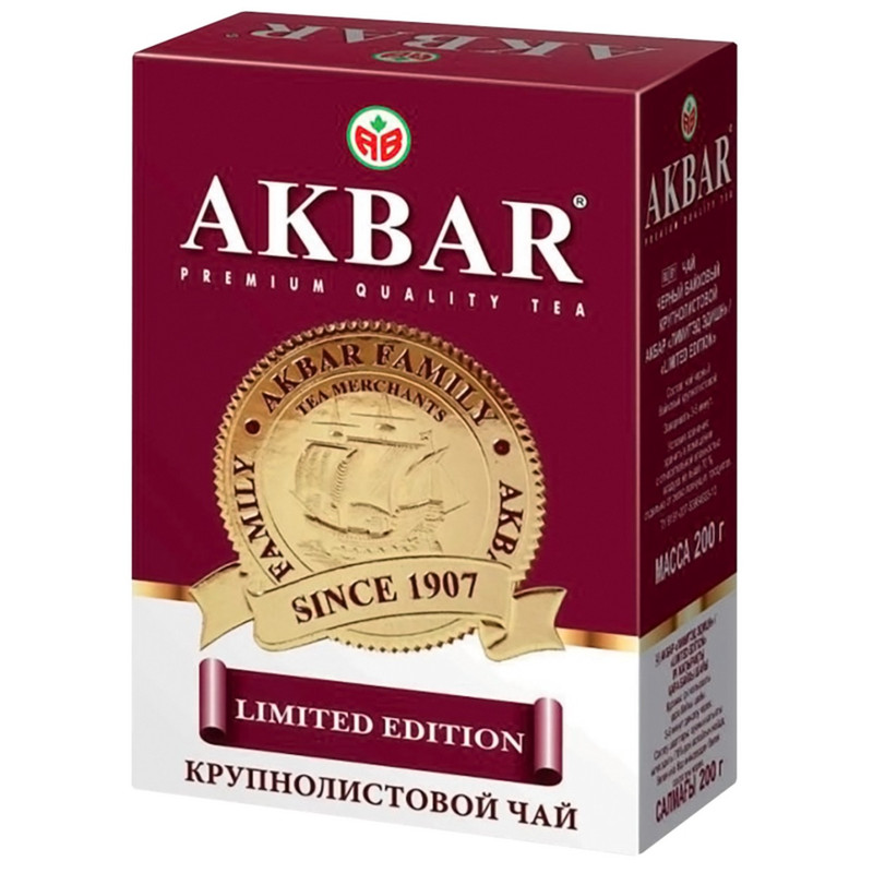Изображение товара Чай Akbar Limited Edition чёрный байховый крупнолистовой, 200г