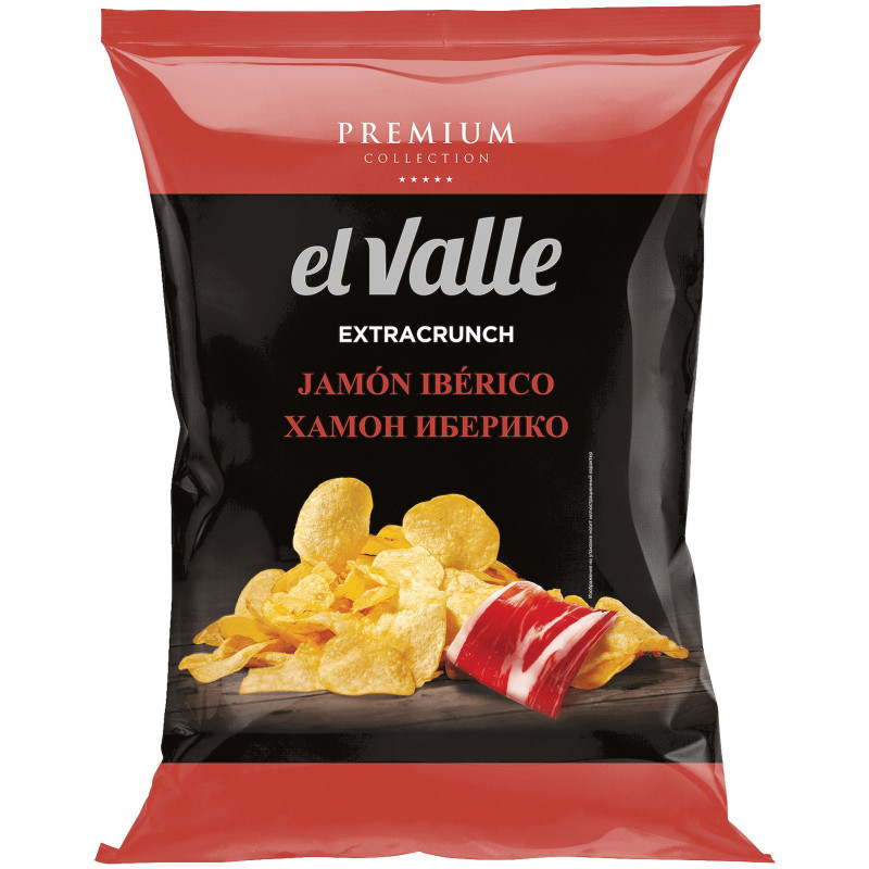 Изображение товара Чипсы EL VALLE картофельные со вкусом хамон иберико, 100г