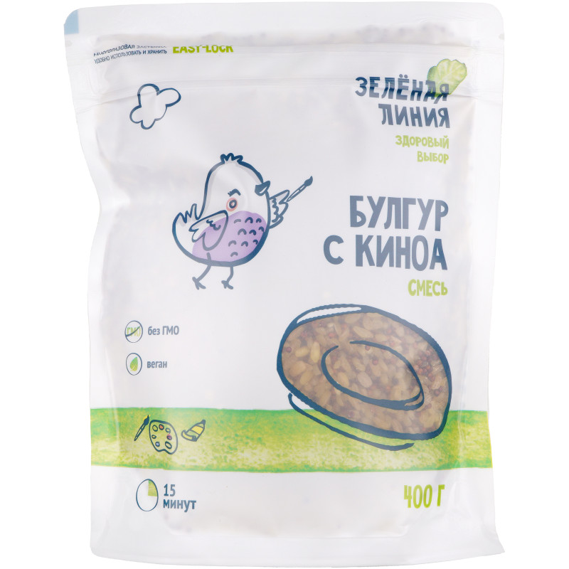 Изображение товара Смесь крупы булгур и киноа из пшеницы Зелёная Линия, 400г