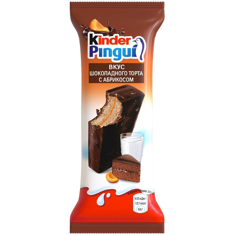Изображение товара Пирожное бисквитное Kinder Pingui с абрикосовой начинкой 30г