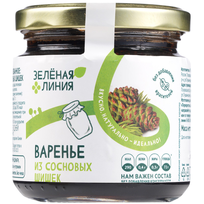 Изображение товара Варенье из сосновых шишек Зелёная Линия 240г натуральный продукт