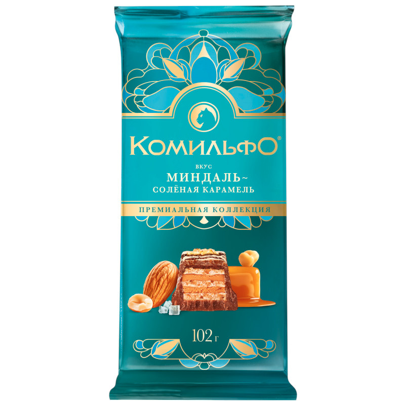 Изображение товара Шоколад Комильфо Миндаль-солёная карамель с вафлей, 102г