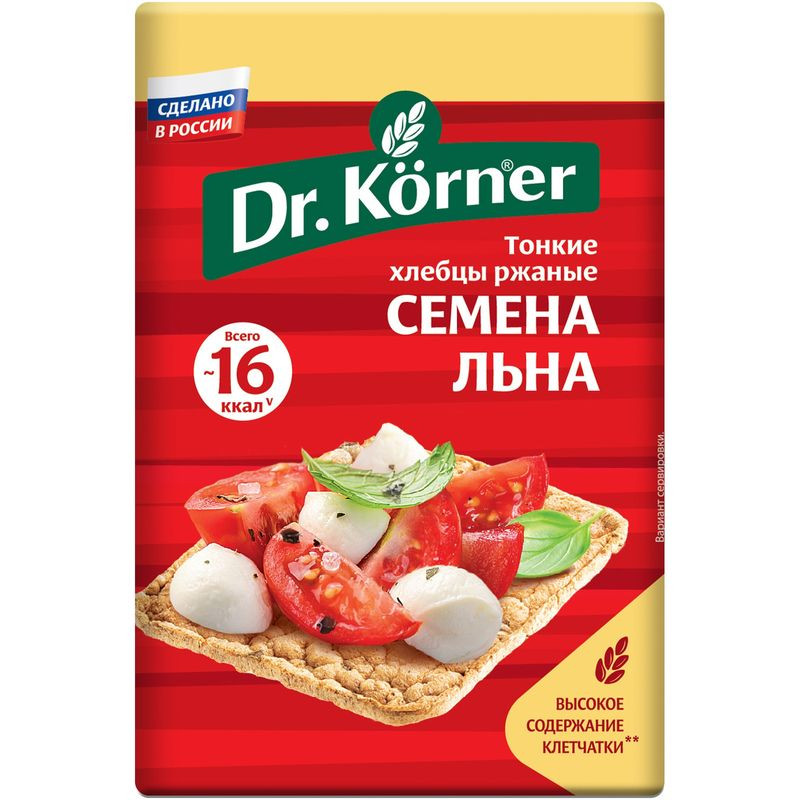 Изображение товара Ржаные хлебцы Dr.Korner с семенами льна 100г натуральный снек