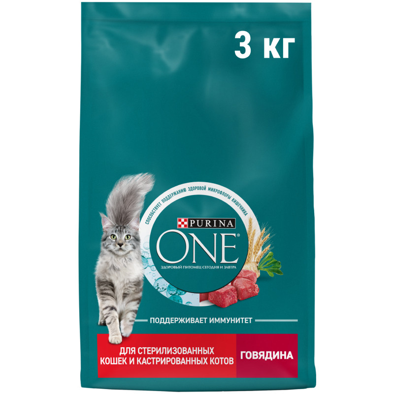 Изображение товара Сухой корм Purina One для стерилизованных кошек с говядиной и пшеницей, 3кг