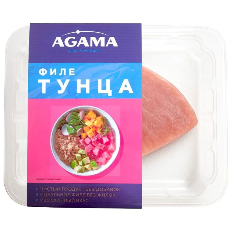 Изображение товара Тунец Agama желтопёрый филе-кусок без кожи замороженный