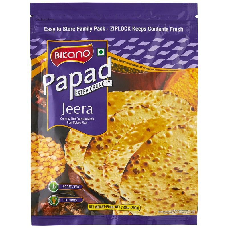 Изображение товара Лепешка Bikano Папад из муки бобовых острая с зирой 200г Индия