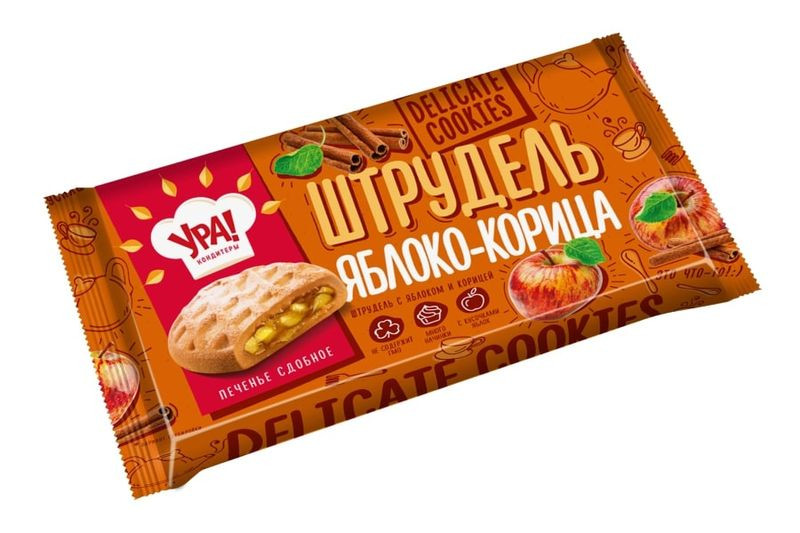 Изображение товара Печенье Ура! Кондитеры Штрудель с яблоком-корицей 255 г Россия