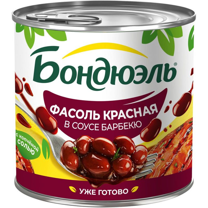 Изображение товара Фасоль Бондюэль Барбекю в томатном соусе 400г натуральный овощной продукт