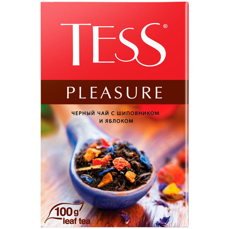 Изображение товара Чай Tess Pleasure чёрный с шиповником и яблоком листовой, 100г