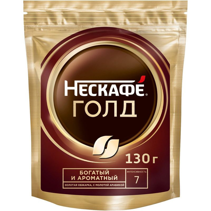 Изображение товара Кофе Nescafé Gold натуральный растворимый с добавлением молотого, 130г