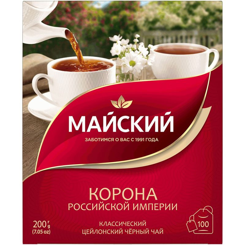Изображение товара Чай Майский Корона Российской Империи чёрный пакетированный 100х2г