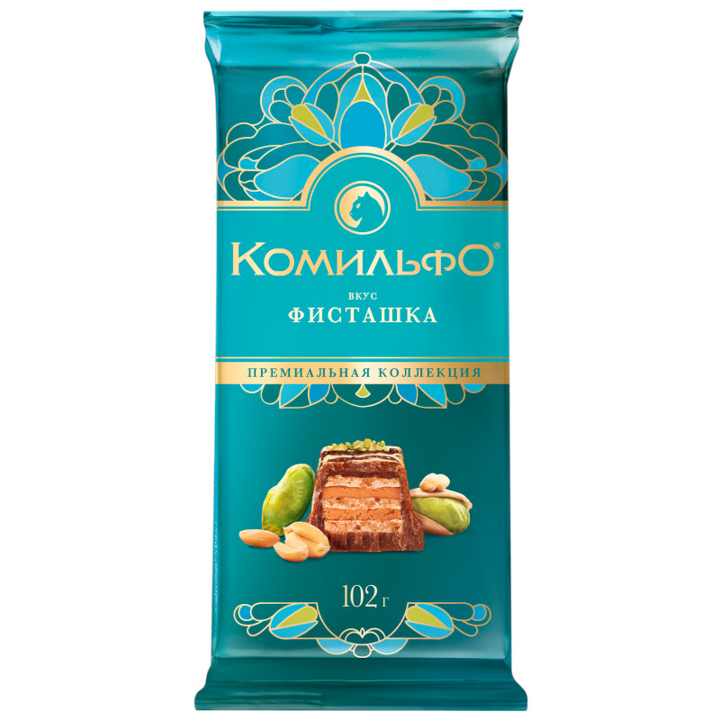Изображение товара Шоколад молочный Комильфо фисташка-вафля-арахис, 102г