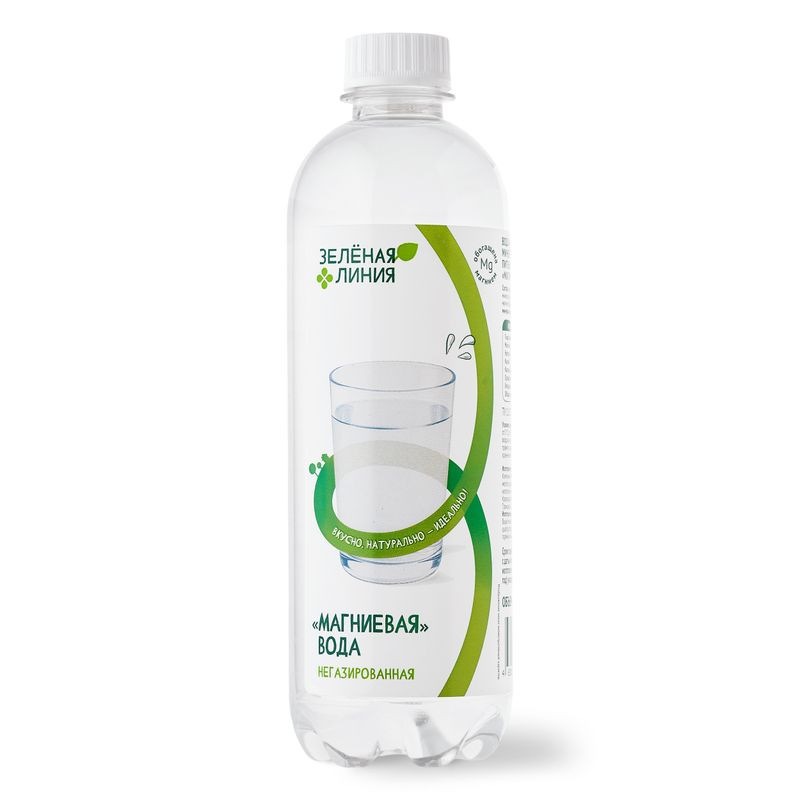 Изображение товара Вода негазированная Магниевая Зелёная Линия 500мл - полезный напиток для здоровья
