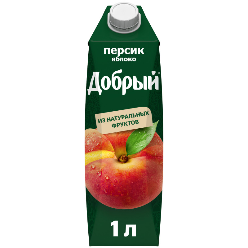 Изображение товара Напиток сокосодержащий Добрый яблоко-персик безалкогольный, 1л