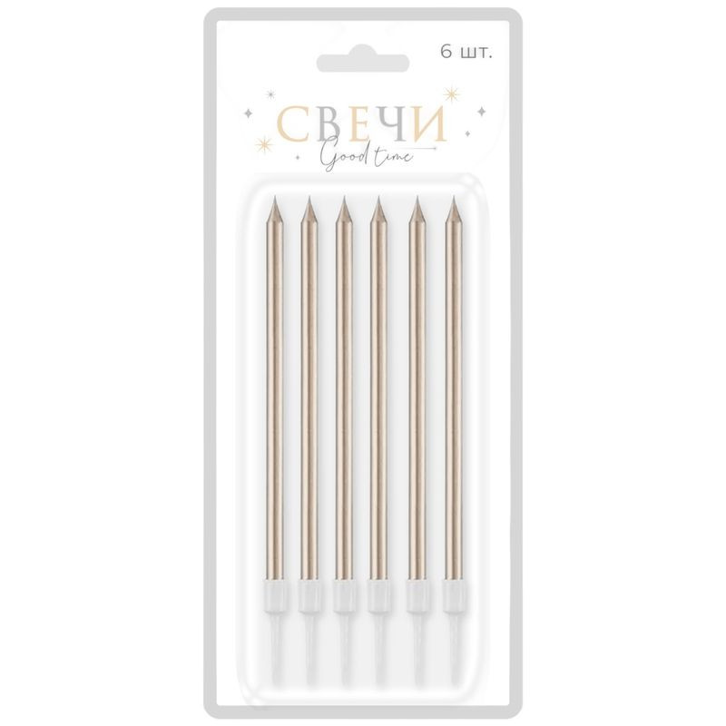 Изображение товара Праздничные свечи металллик СВМ6 Г1 8 см 6 шт