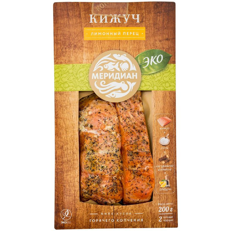 Изображение товара Кижуч Меридиан Лимонный Перец горячее копчение 200г рыба соленая