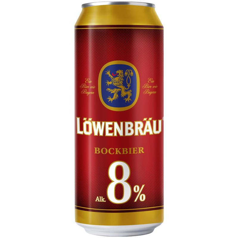 Изображение товара Пиво Löwenbräu Bockbier крепкое светлое 8% 450мл пастеризованное