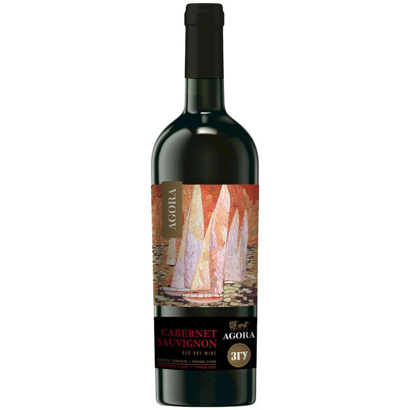 Изображение товара Вино сухое красное Агора Каберне Совиньон 13%, 0.75л