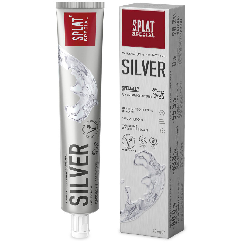 Изображение товара Зубная паста Splat Special Silver для бережного отбеливания зубов и свежести дыхания, 75мл