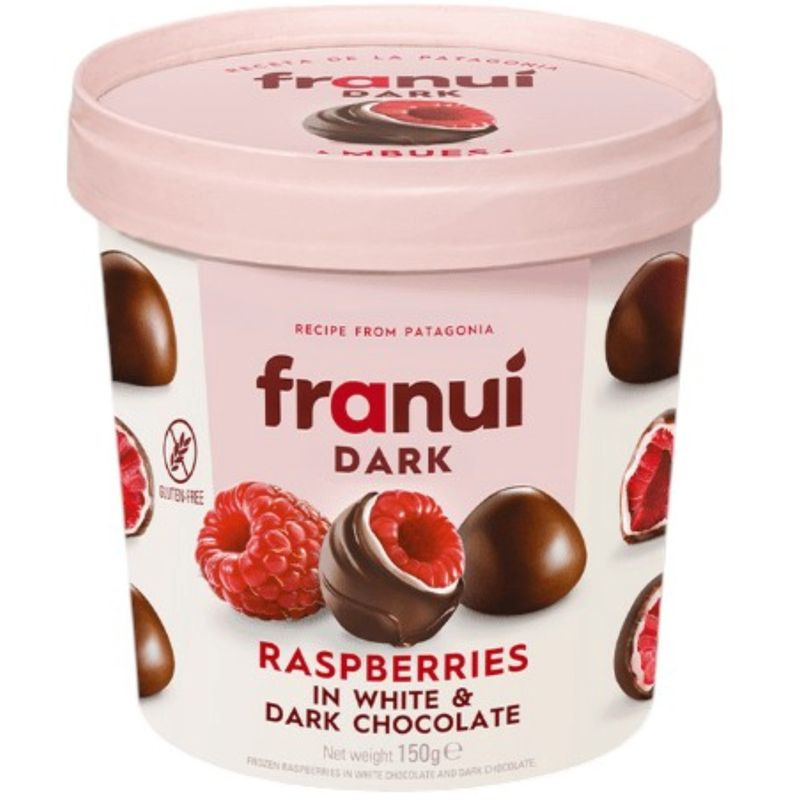 Изображение товара Малина Franui в белом и тёмном шоколаде замороженная 150 г
