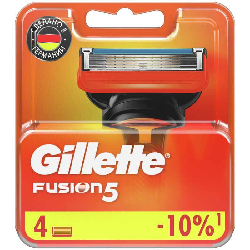 Изображение товара Кассеты для бритья Gillette Fusion 4 шт с 6 лезвиями Германия для мужчин