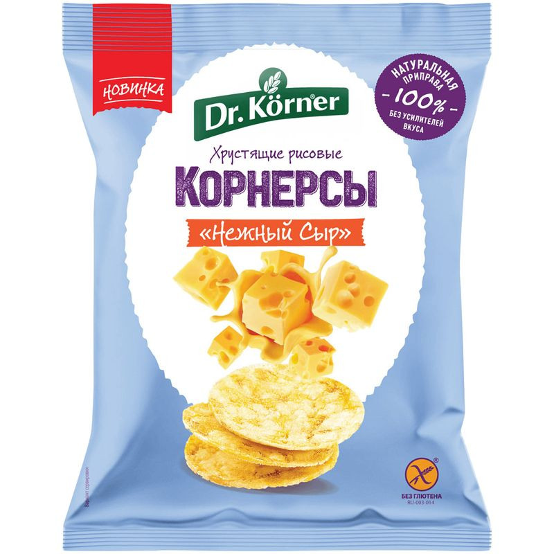 Изображение товара Рисовые хлебцы с сыром Dr.Korner Корнерсы 40 г натуральный перекус