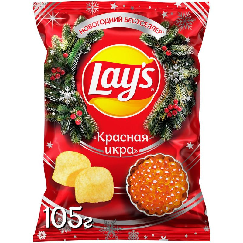Изображение товара Чипсы Lay's Красная Икра 105г - оригинальная рыбная закуска с насыщенным вкусом