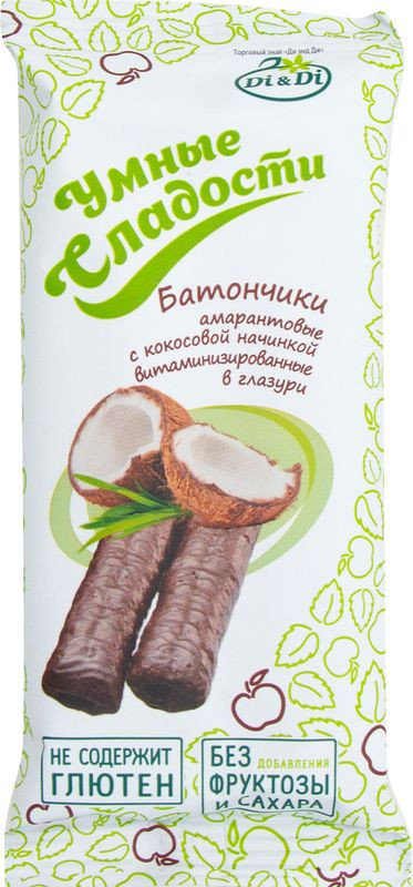Изображение товара Батончик Di&Di Умные сладости с кокосовой начинкой без сахара, 20 г