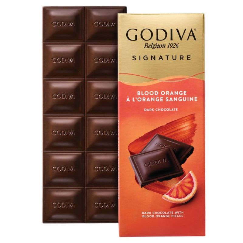 Изображение товара Тёмный шоколад Godiva с красным апельсином 90 г натуральный вкус фруктовая нотка