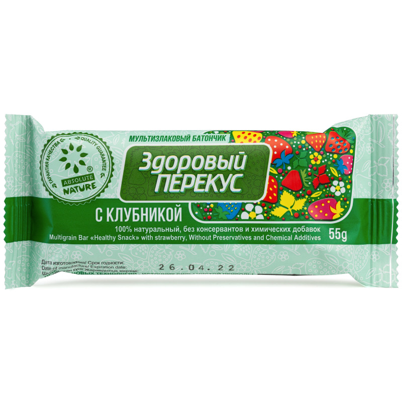 Изображение товара Батончик-мюсли Здоровый Перекус клубника, 55г