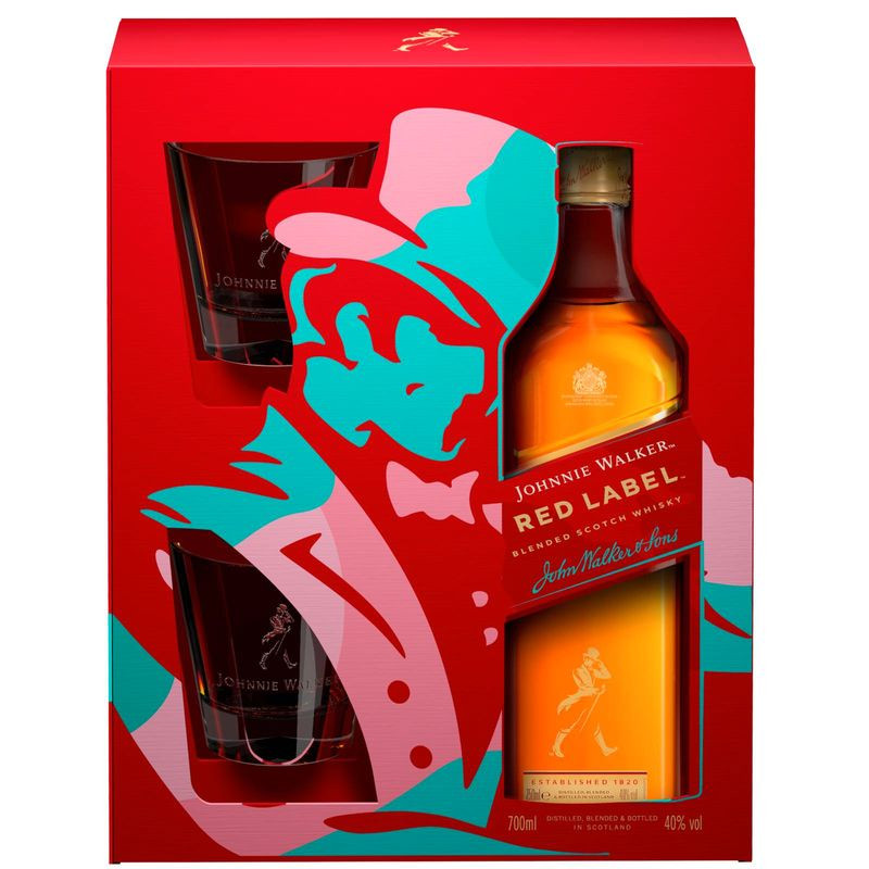 Изображение товара Виски Johnnie Walker Red Label 700мл купажированный с бокалом