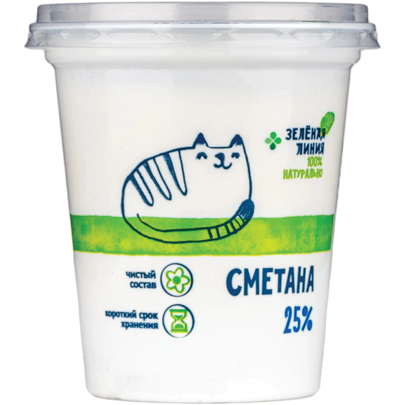 Изображение товара Сметана Зелёная Линия 25%, 250г