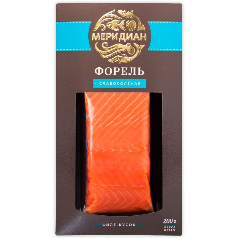 Изображение товара Форель Меридиан радужная филе-кусок слабосоленая охлажденная 200г