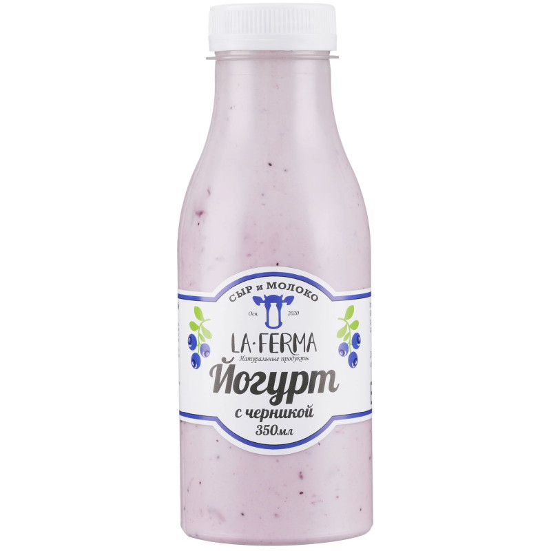 Изображение товара Йогурт La Ferma с фруктовым наполнителем Черника 3-4.5%, 350мл