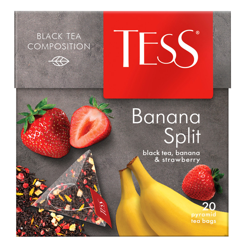 Изображение товара Чай Tess Banana Split чёрный в пирамидках, 20х1.8г