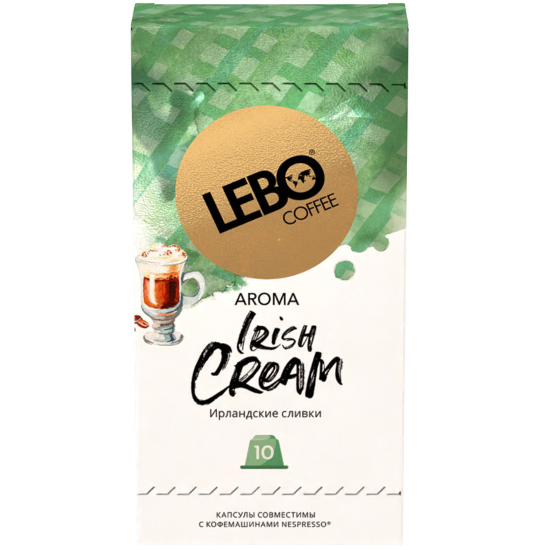 Изображение товара Кофе в капсулах Lebo Irish Cream Арабика жареный молотый с ароматом ирландских сливок, 10х5.5г