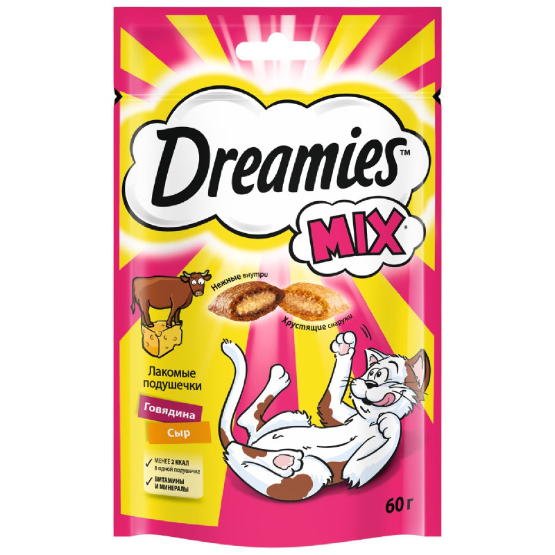 Изображение товара Лакомство Dreamies для взрослых кошек с говядиной и сыром Mix (Микс) говядина сыр, 60г