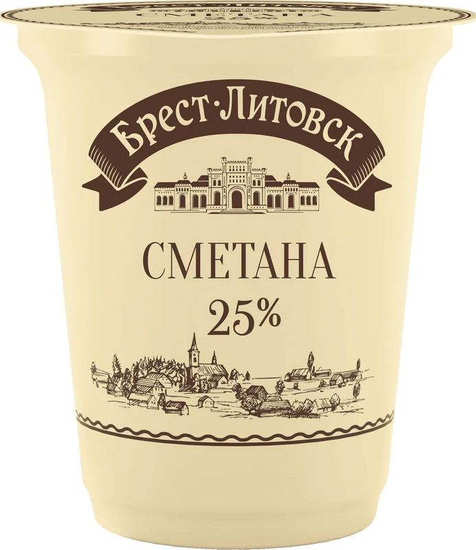 Изображение товара Сметана Брест-Литовск 25% 300г натуральный продукт для домашних блюд
